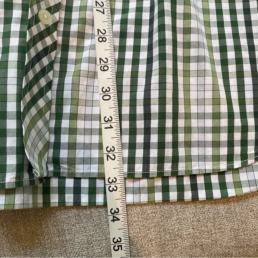 Banana Republic Mens Large 16-16 1/2” Various Greens Check Pattern Button Shirt
